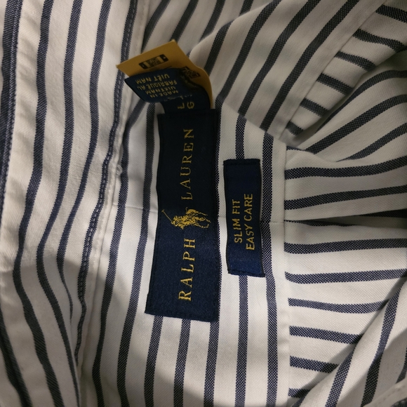 Sold - Ralph Lauren Navy and White Striped Shirt Slim Fit Duplicate Listin - Picture 10 of 11